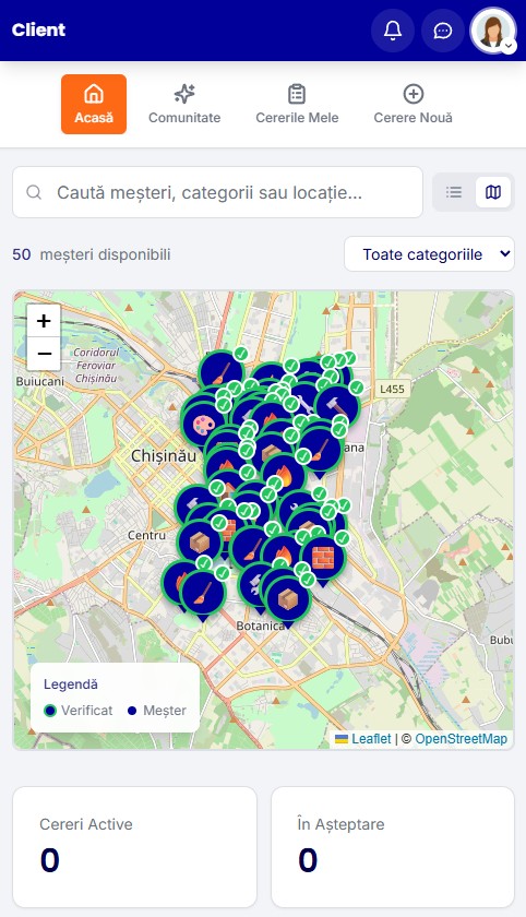 StarFix hartă meșteri aproape locație mobilă