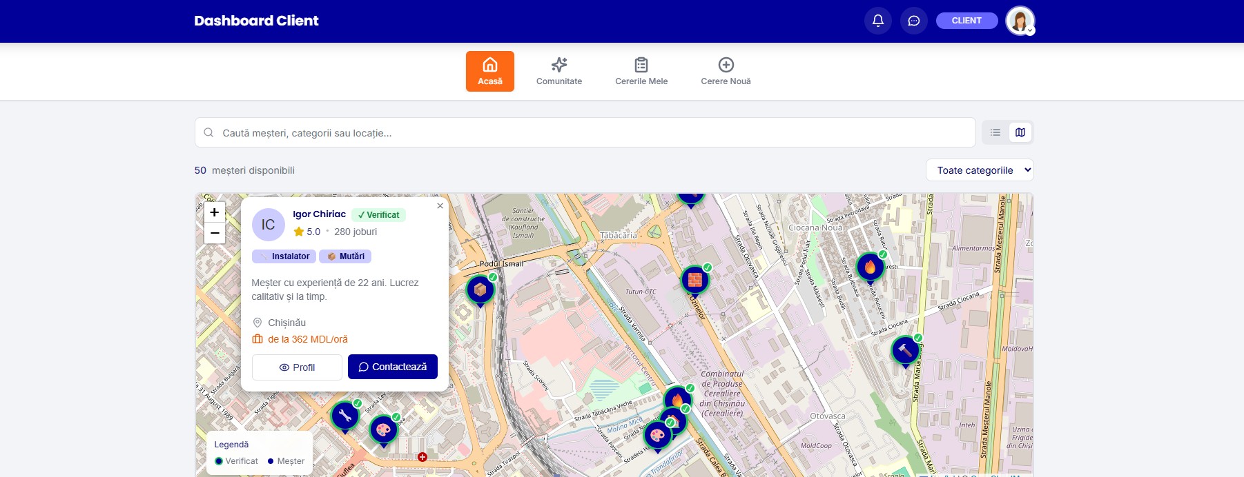 StarFix platformă postare cerere serviciu meșter Moldova