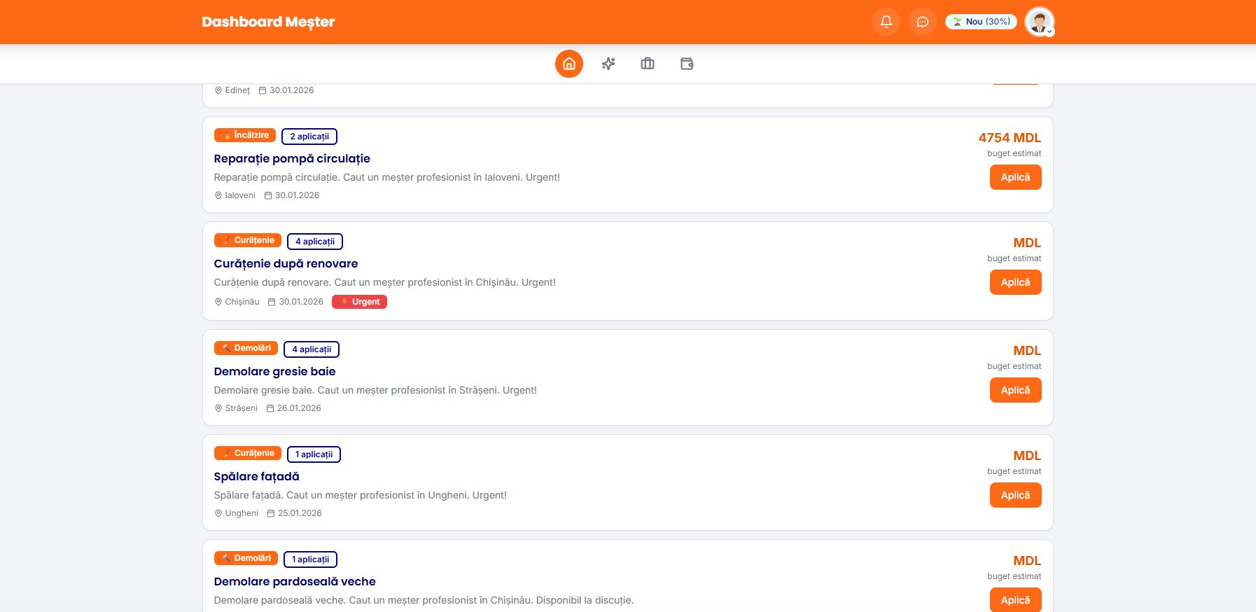 StarFix finalizare lucrare câștiguri meșter Moldova